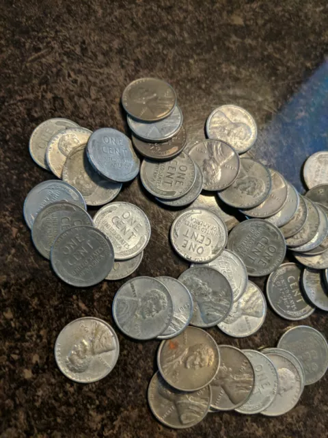 1943 LINCOLN STEEL WHEAT CENT PENNY ROLL 50 Coins
