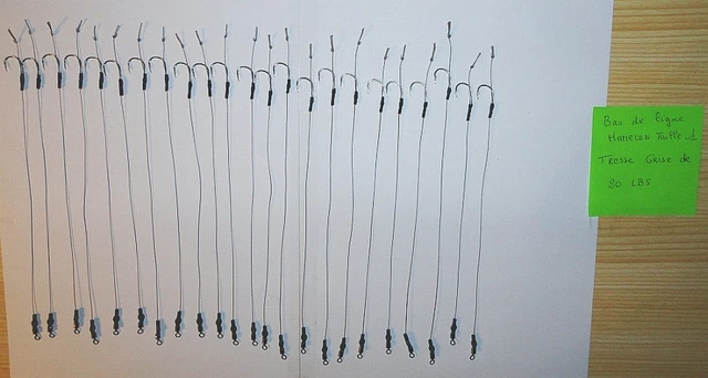 30 Bas De Ligne Sans Ardillon Pour Pêche à La Carpe - Taille 6/8/10 - Tresse 5,4kg - Appâts 14-16mm