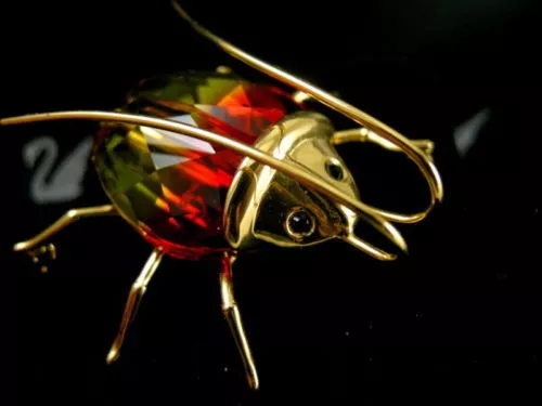 Daniel Swarovski Signed Crystal Beetle  Pin ~ Brooch Retired New In Box