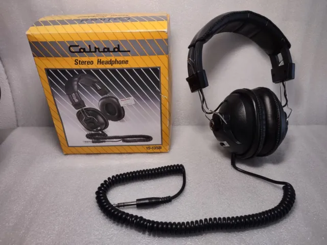 Vintage Stereo Headphones Calrad 15-135B Over Ear Black 1/4" Jack Metal Detector