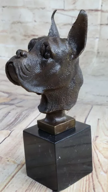 German English Boxer Bulldog Bronze Sculpture Marble Base Art Deco Statue Art NR