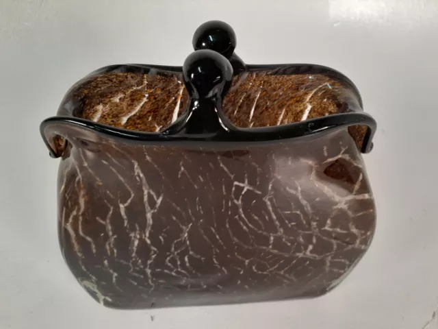 Vintage Hand-Blown Art Glass Clutch Purse (Murano?) Faux Tortoise Shell