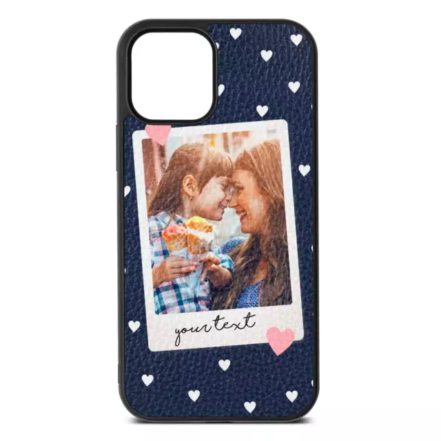 Personalisiertes Foto Love Hearts Kieselleder marineblau iPhone Hülle für iPhone