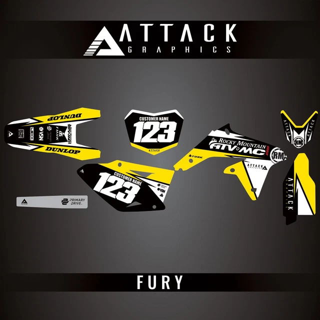 Attack Graphics Custom Fury Complete Bike Graphics Kit For Suzuki RMZ450 2012