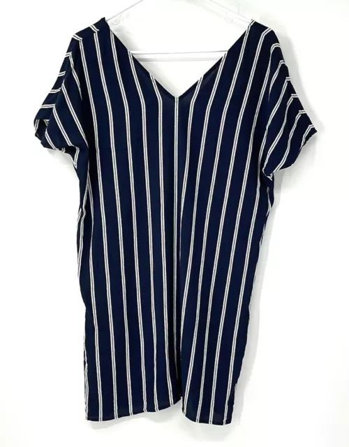 Madewell Women's Button-Back Easy Dress Striped Womens Size XS Navy White