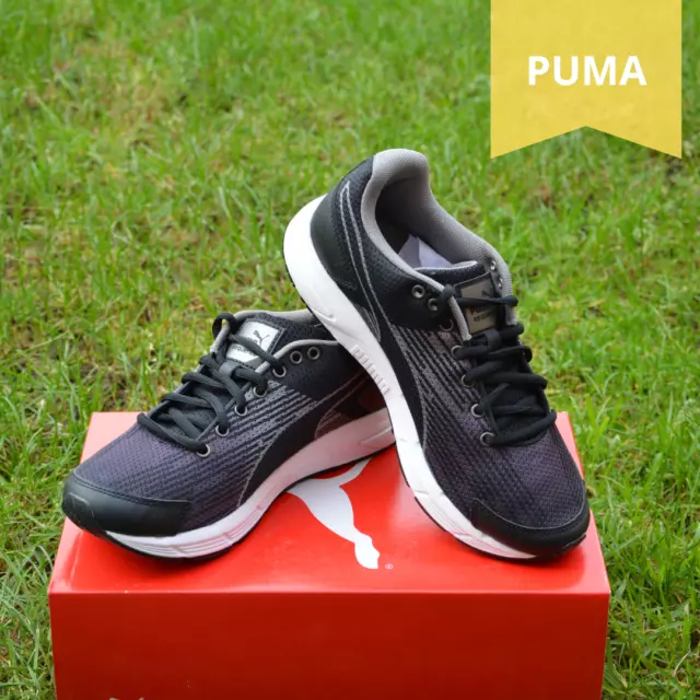 Kids Puma Sequence Junior Trainers Shoes Black Genuine New Size 1