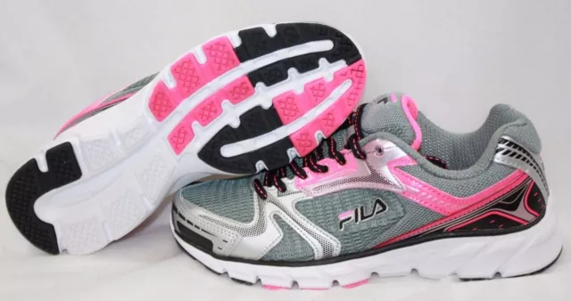 NEW Youth Girls Kids FILA Approach Grey Pink Black White Running Sneakers Shoes