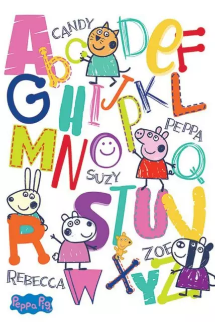 Peppa Pig Alphabet Kids TV Show Cool Wall Decor Art Print Poster 36x24