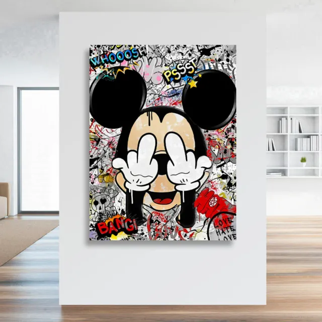 Leinwand Bild Micky Pop Art Maus Wand Bilder Wohnzimmer Büro Wanddeko