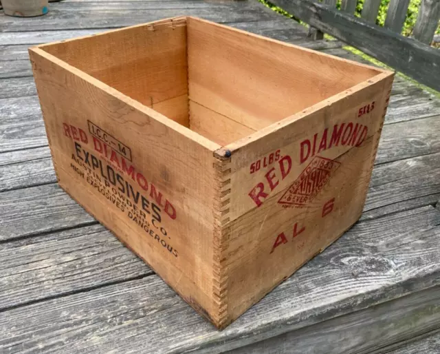 Vintage Austin Powder Co. Red Diamond Wood Crate Box Dynamite Mining