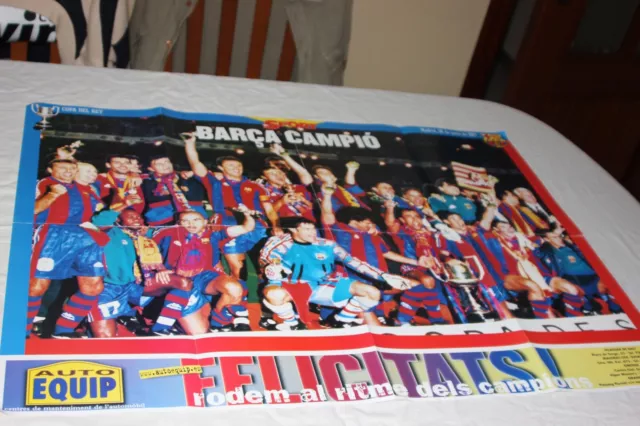 Poster Molto Antico Ant. F.C Barcelona Campione Della Coppa Ant. Re Di 1997