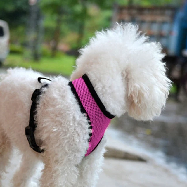 Arnés de malla de malla de cuello de gato perro reflectante ropa de entrenamiento (rosa oscuro XS)