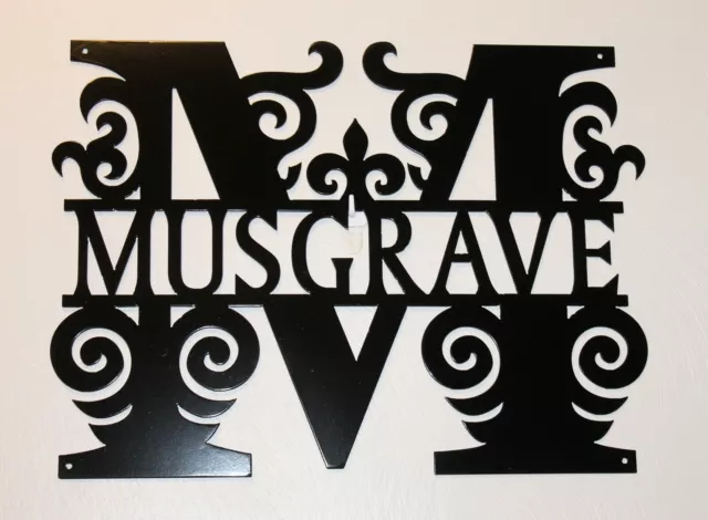 Split Letter Monogram Door Hanger Metal Wall Art Personalized w Name and Initial