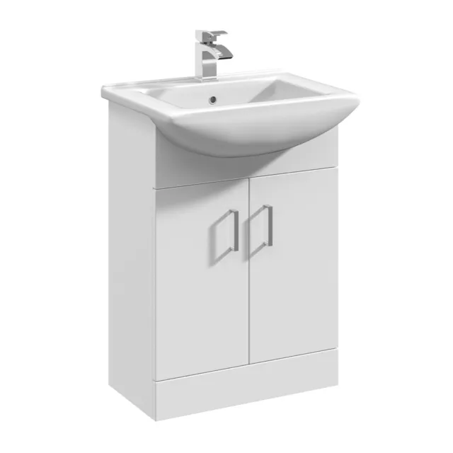 Nuie Mayford Floor Standing 2-Door Basin Vanity Unit Square 550mm White Bathroom