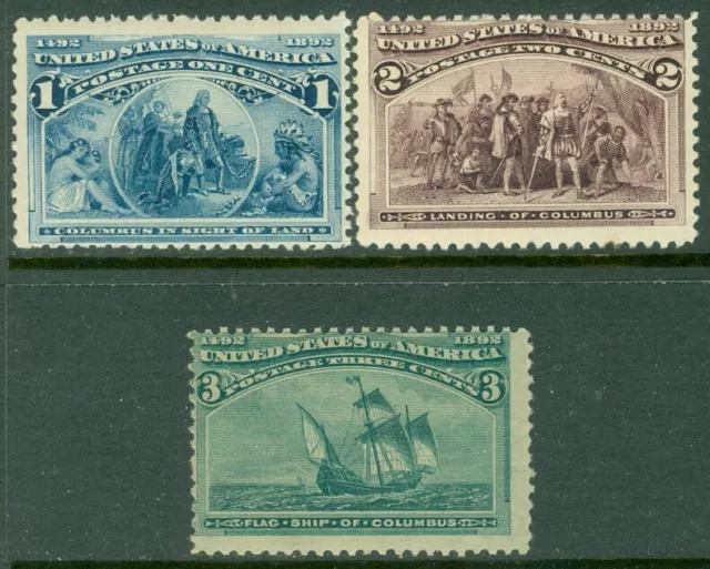 EDW1949SELL : USA 1893 Scott #230-32 Average-Fine, Mint Never Hinged. Cat