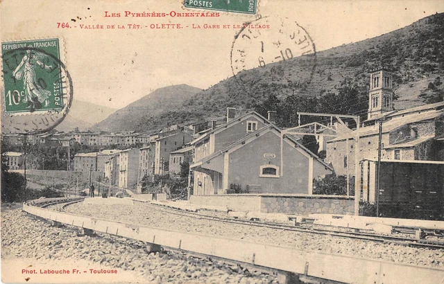 Cpa 66 Vallee De La Tet Olette La Gare Et Le Village