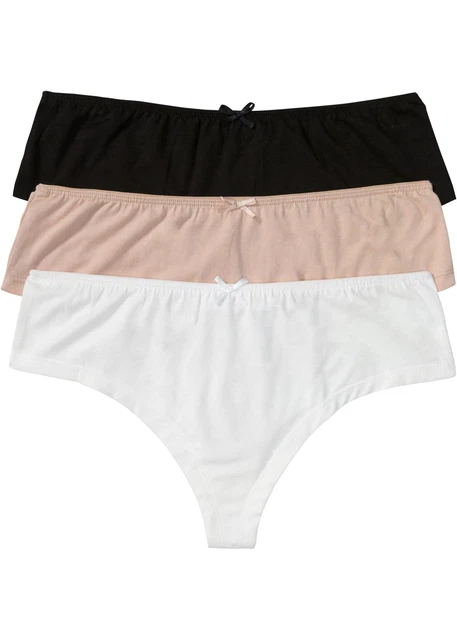 Confezione da 3 slip tanga taglia 48/50 neri beige opaco bianco biancheria intima donna nuova