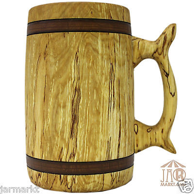decorazione per lhome office Tazza da birra in legno naturale tazza da bere classica in legno con manico tazza da tè rotonda in legno di grande capacità 