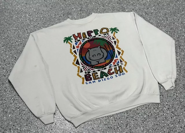 Vintage San Diego Zoo Hippo Beach Cruisin’ Sweatshirt Crewneck Men’s Size XL