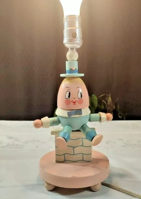 Vintage Humpty Dumpty Wooden Lamp Nursery Bedside Tested Works