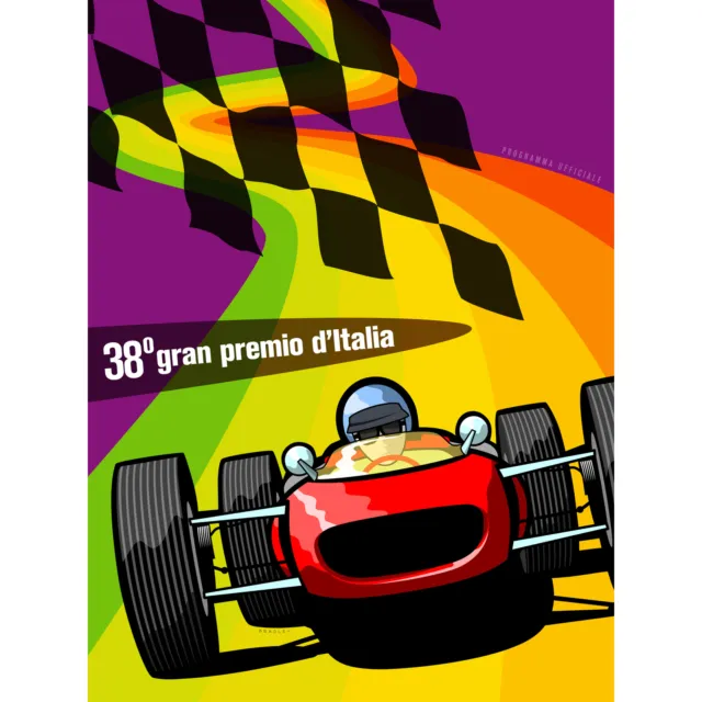 Italian Grand Prix 1967 Autodrome Sport Car Racing Wall Art Canvas Print 18X24"