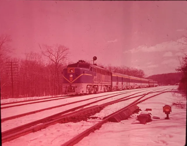 Vtg 35mm Slide Train Engine 16 Delaware & Hudson Railroad Mechanicville NY Winte