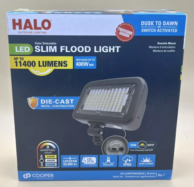 Halo Led Slim Flood Light 11400 Lumens - Dusk To Dawn Metal Construc (Mvp021079)