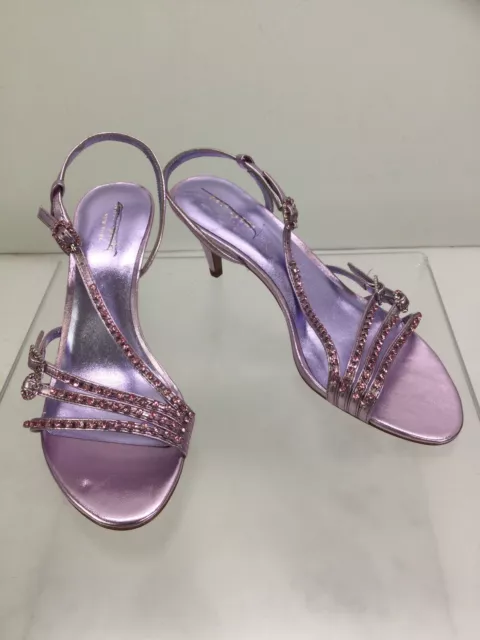 Kate Spade Makenna Purple Metallic Leather Rhinestone Accent Strappy Sandals 9