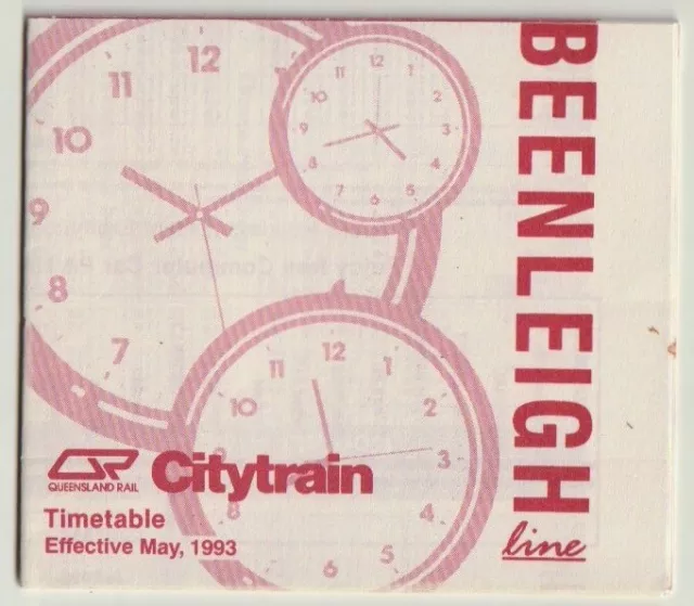 1993 Beenleigh To Brisbane City Line Qld Railways Paper Train Timetable Exc!