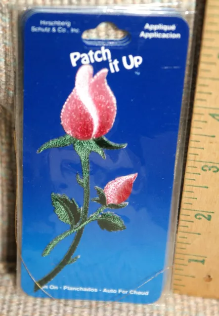 Hirschberg Iron On Applique Pink Rosebud NEW Fast Shipping