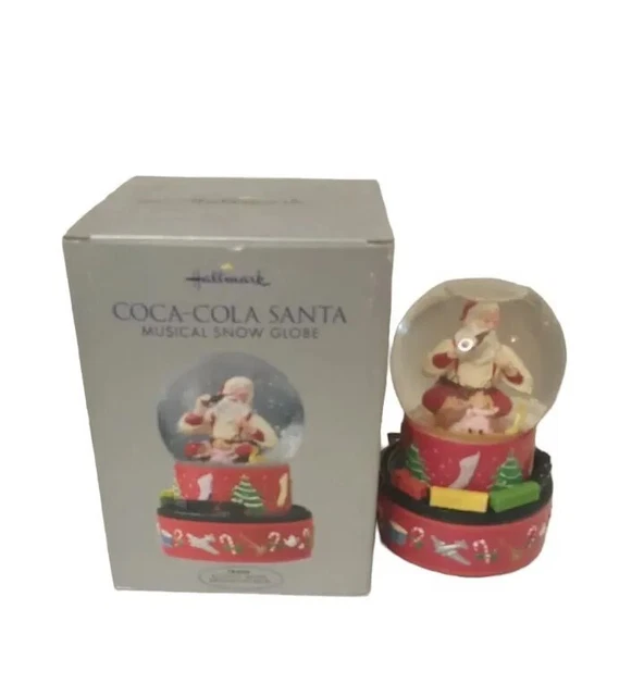 HALLMARK COCA COLA Santa Christmas Musical Snow Globe Moving Train In