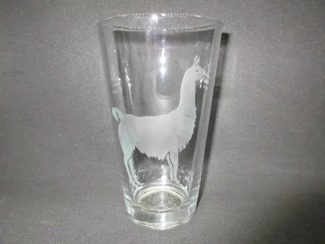 New Etched Llama 13 Oz Drinking Glass Tumbler