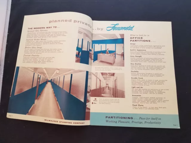 1950-60s Ferrometal Wallettes Moveable Office Partitions Catalog M462 2