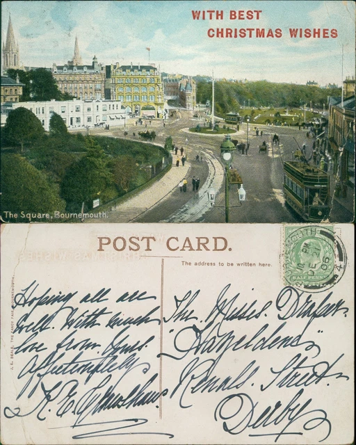 Bournemouth Square 1906 SOTN Cancel JE Beale Local Publisher
