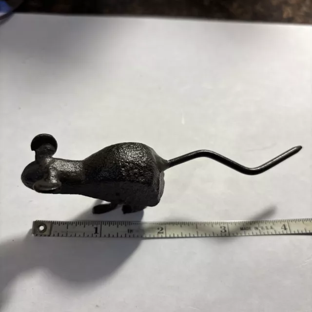 Little Tiny Mouse Figurine Cast Iron Miniature Paperweight Rustic Brown Finish