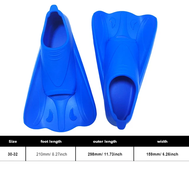 SHORT BLADE TRAVEL Portable Ankle Flexibility Swim Training Fins Kids