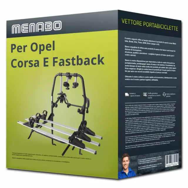 Menabo Polaris 3 portabici portellone per Opel Corsa E Fastback X15 - 3 bici Top