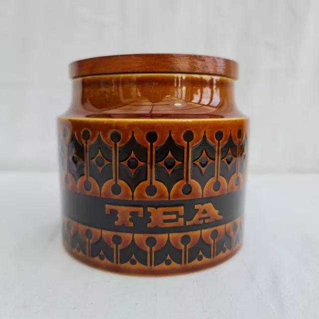 Hornsea Pottery Heirloom Brown Tea Caddy / Cannister With Lid VINTAGE RETRO BOHO