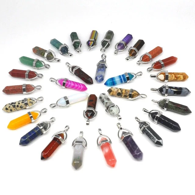 Wholesale 60pcs Assorted Stone Quartz Hexagonal Bracelet Necklace Pendant 4