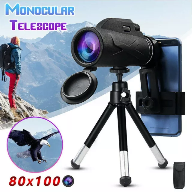 80x100 Zoom Jagd Camping Optische Linse Monokular Teleskop HD Nachtsicht