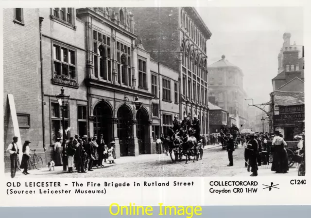 Postcard Pamlin Prints C1240 Old Leicester The Fire Brigade in Rutland Street