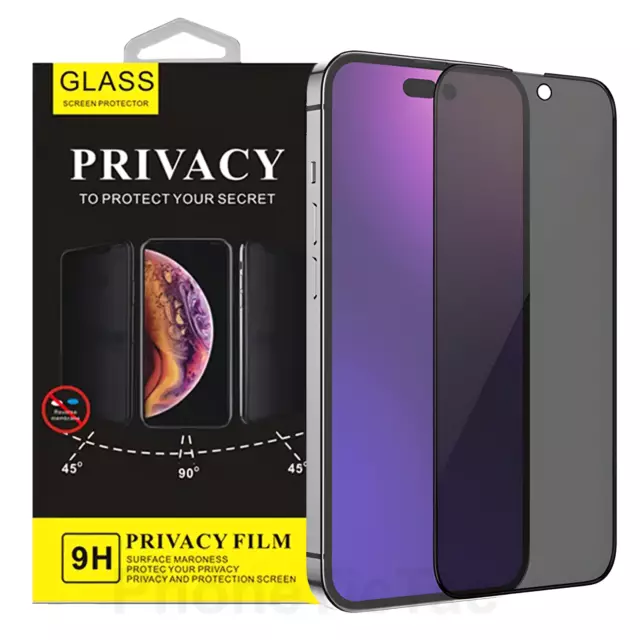 Full Privacy Tempered Glass Screen Protector For iPhone 15 14 13 Pro Max 11 12 X