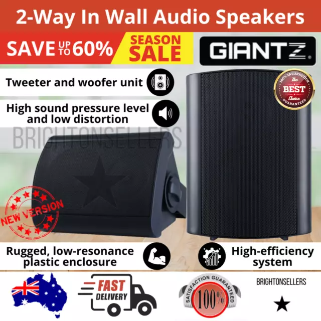 2-Way Speakers Stereo 150W BASS Wall Home Theatre Marine Outdoor Waterproof