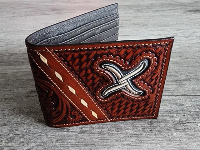 Twisted-X Ranger Western Floral Tooled Leather  Bi Fold  Wallet XWH-1B Chesnutt