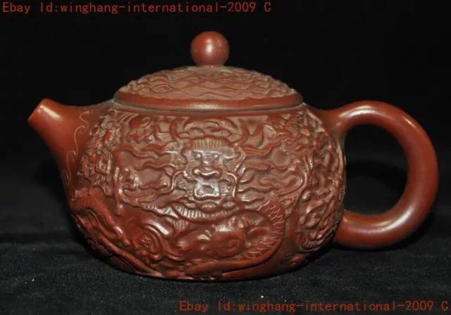 old China Chinese yixing zisha pottery carved Dragon Tea makers Tea Pot statue