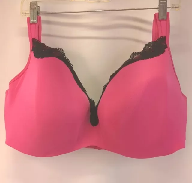 CACIQUE BLACK & Hot Pink Lace Unlined Full Coverage Underwire Bra Size 42D  $9.99 - PicClick