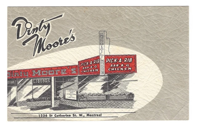 Vintage Dinty Moore’s BBQ Restaurant Cocktail Lounge Montreal Quebec Canada PC