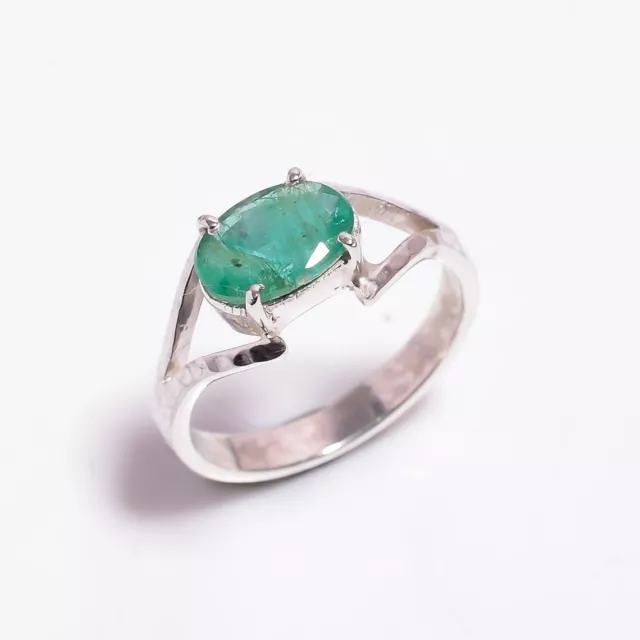 Lovely Genuine African Emerald Gemstone Ring 925 Sterling Silver Ring All Sizes