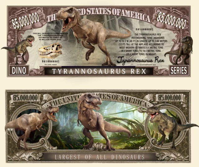 Tyrannosaurus Ticket Million Dollar Us T Rex Animal Prehistory Crane