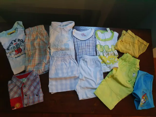 Abbigliamento neonato tg 3-6 mesi lotto 11 pezzi + 26 mattoncini colorati Clammy